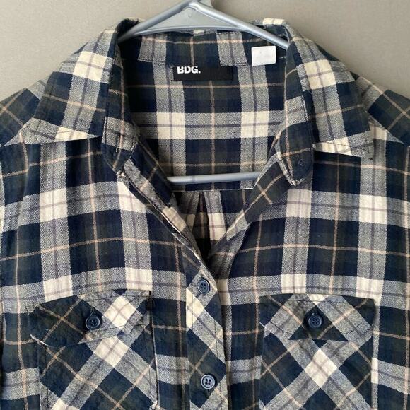 Urban Outfitters BDG sz XS blue green cotton button shirt - Picture 3 of 10